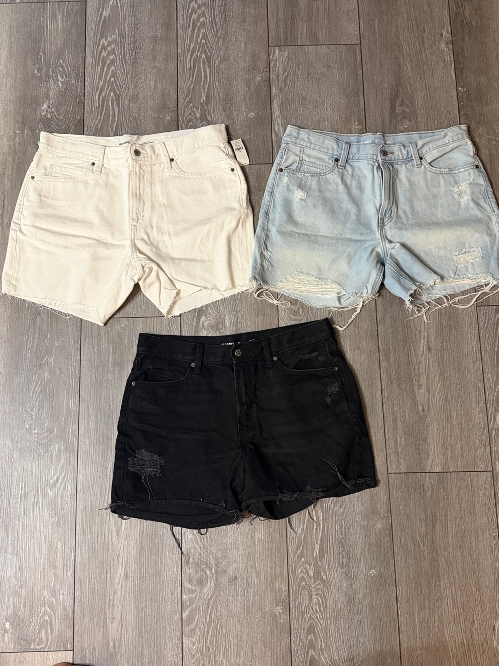 Old Navy Denim Short Trio - Cream, Light Blue & Black